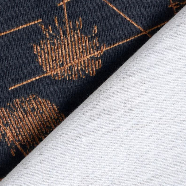 Bavlněn&yacute; žerzej Abstraktn&iacute; rostliny &ndash; černomodr&aacute;/světle hněd&aacute;,  image number 4