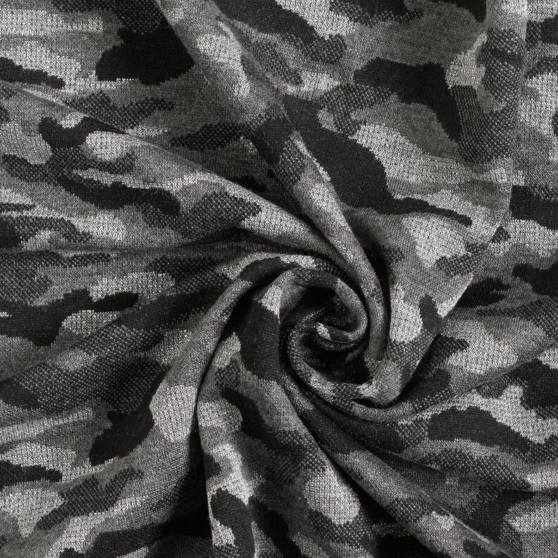 Pletená žakárová maskáčová metalíza – černá/stříbrná metalická,  image number 4