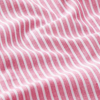 Směs bavlny a lnu podélné proužky – pink/bílá, 