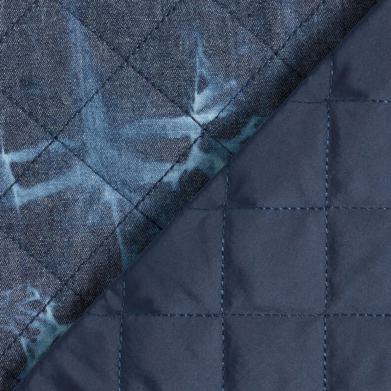 Prošívaná látka chambray batikovaná – džínově modrá,  image number 5