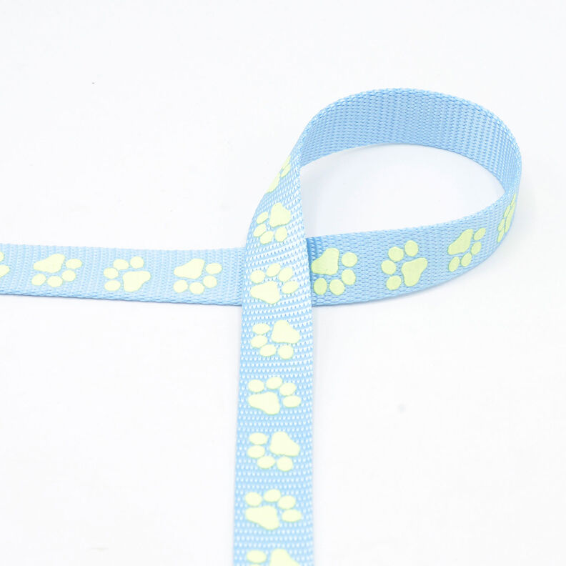 Reflexní tkaná páska Vodítko pro psa Tlapky [20 mm] – světle modra,  image number 2
