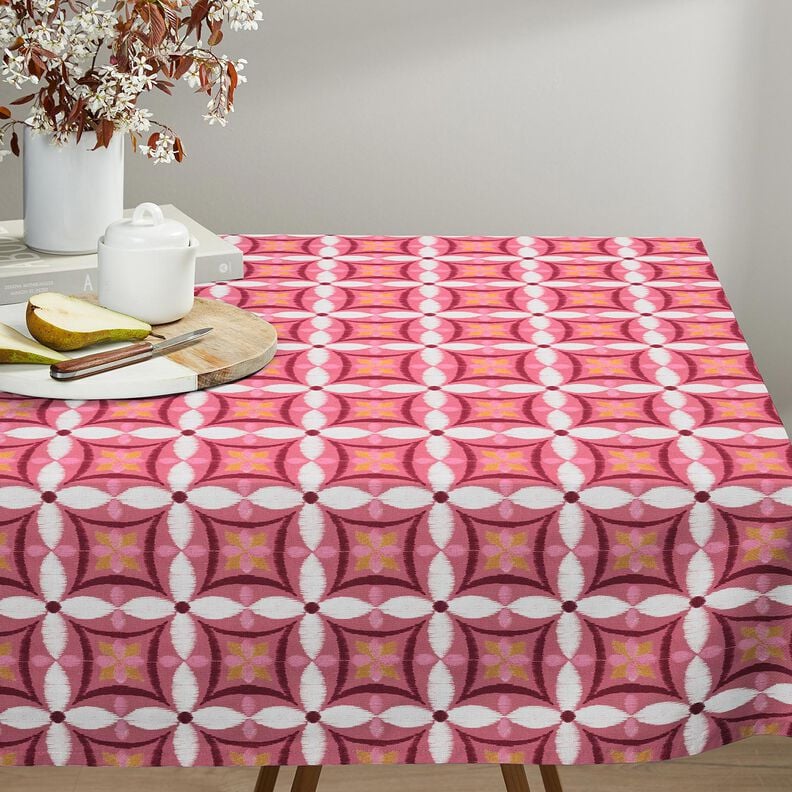 Dekorační látka Plátno Vzhled velké výšivky – pink/slonová kost, image number 7