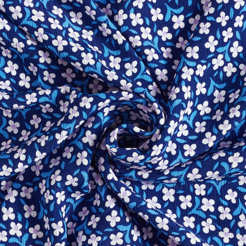 Viskózový krep malé květy – namornicka modr/bílá,  image number 3