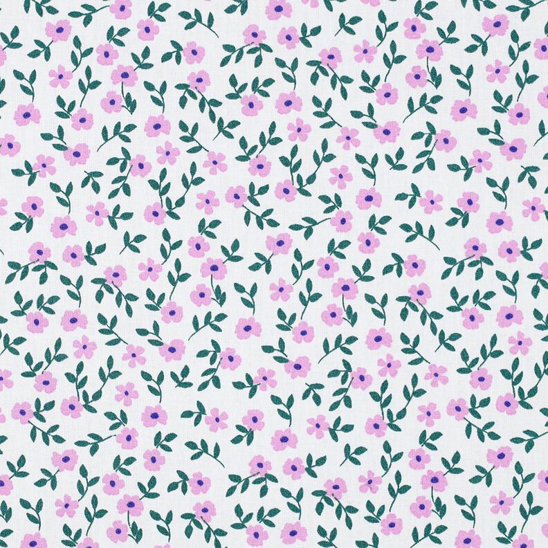 GOTS Bavlněný popelín Rozsypané kvítky | Poppy Fabrics – bílá/růžová, image number 1