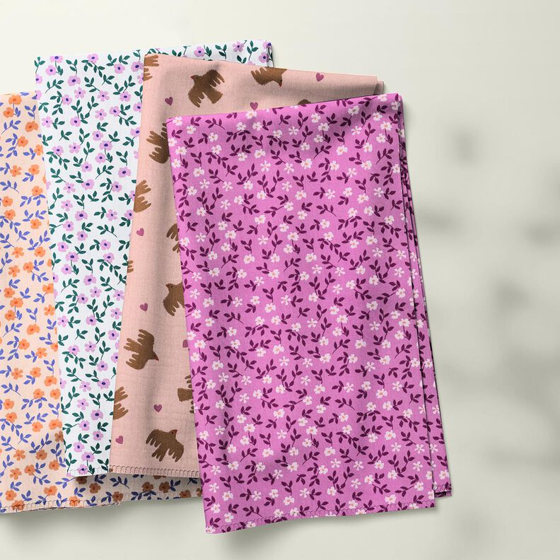 GOTS Bavlněný popelín Rozsypané kvítky | Poppy Fabrics – přírodni/broskvově oranžová, image number 6
