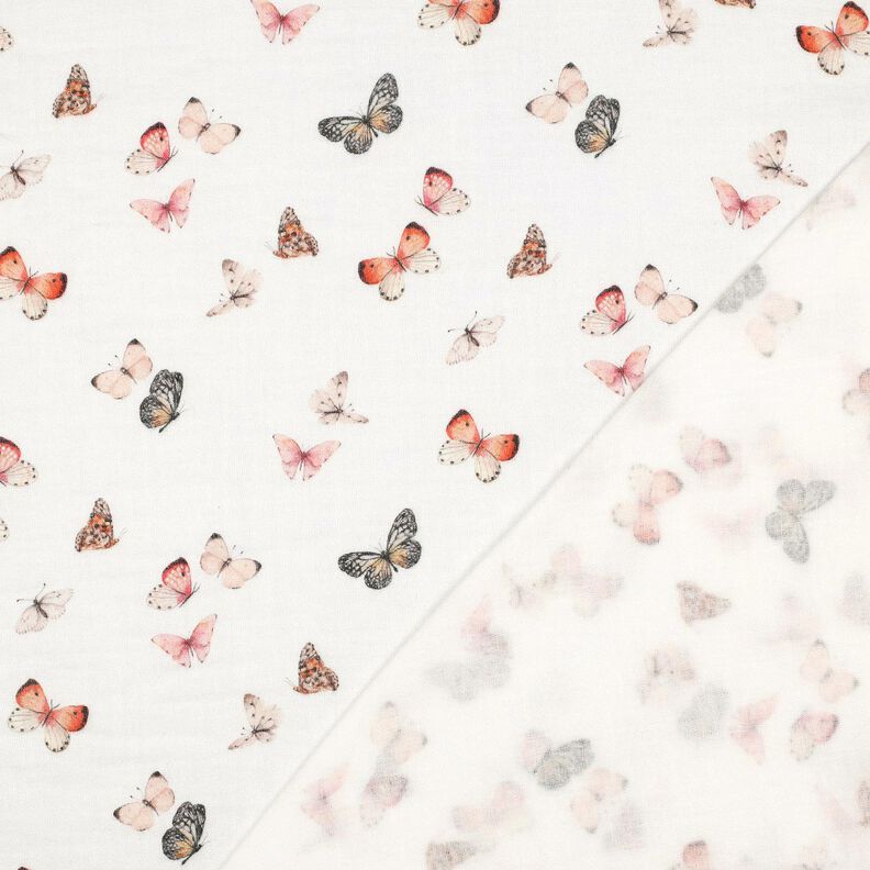 Mušelín / dvojitá mačkaná tkanina Krásní motýly digitální potisk | Poppy Fabrics – slonová, image number 4
