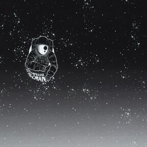 Francouzské froté Panel Spaceman | Glitzerpüppi – černá/bílá, 
