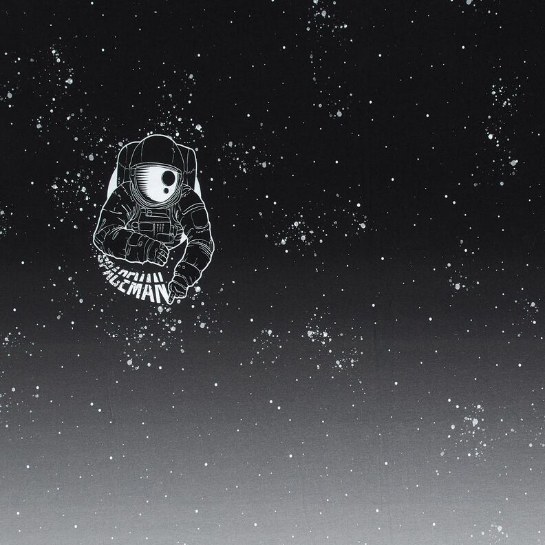 Francouzské froté Panel Spaceman | Glitzerpüppi – černá/bílá,  image number 1