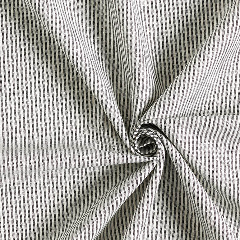 Směs lnu a bavlny proužek úzký – černá/vlněná bílá,  image number 3