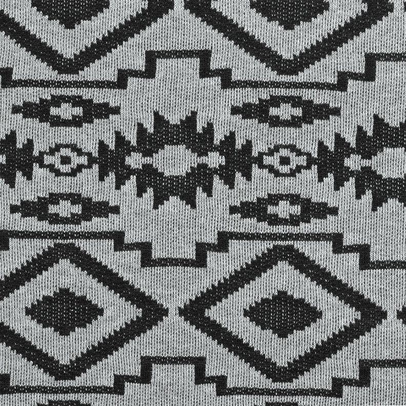 Pletená látka se vzorem Ikat – šedá/černá, image number 1