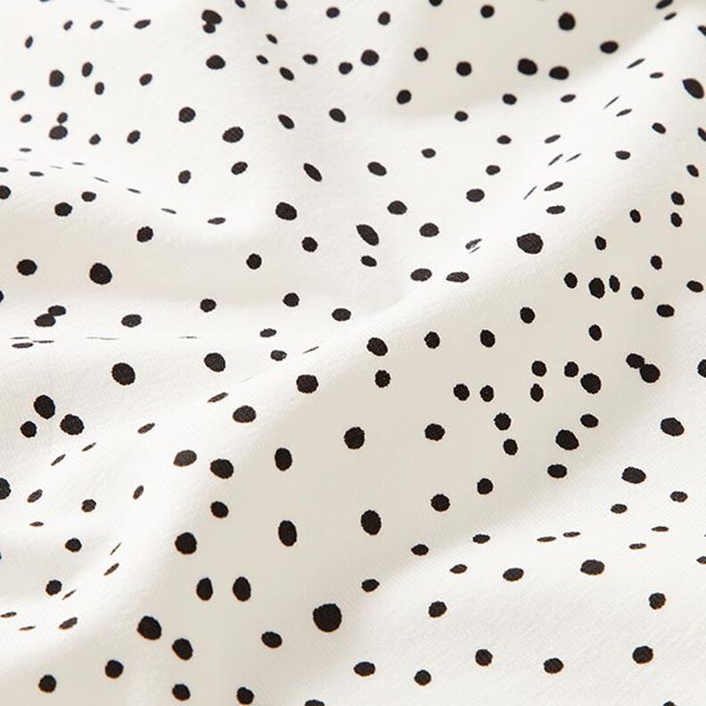 Bavlněný žerzej Nepravidelné puntíky – bílá,  image number 2