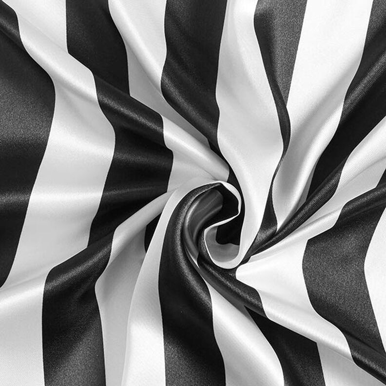 Polyesterový satén Široké podélné pruhy – černá/bílá,  image number 3