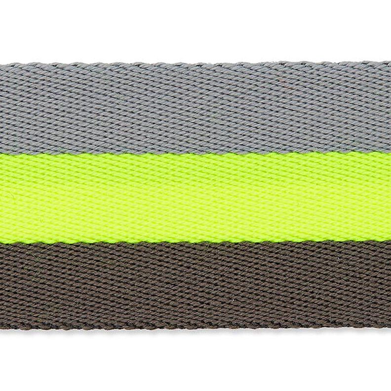 Popruh na tašku či kabelku neonový [ 40 mm ] – žlutá neonová/šedá,  image number 1