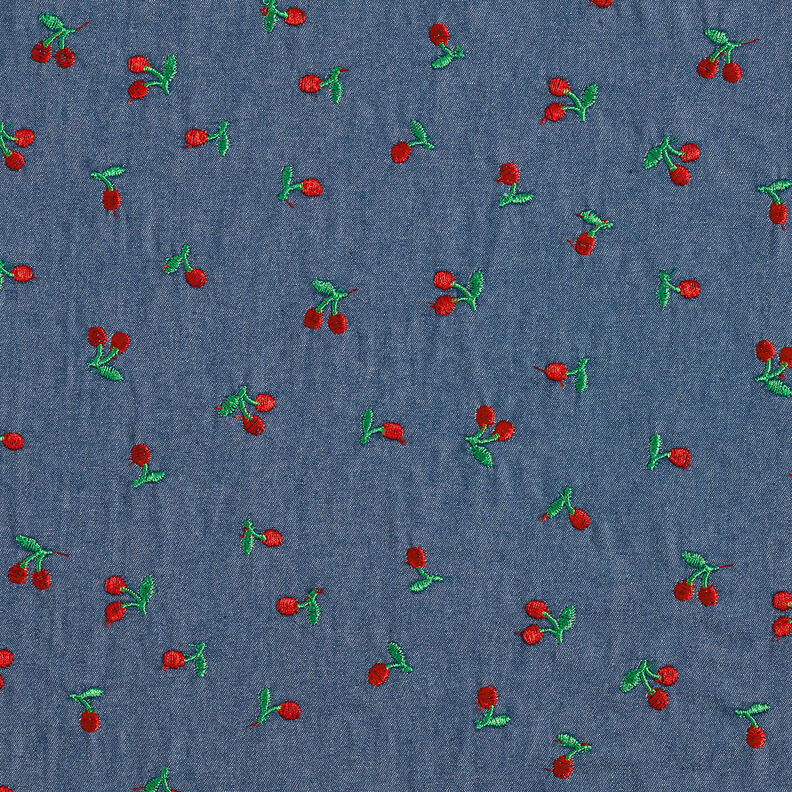 Šambré Vyšívané třešně – džínově modrá,  image number 1