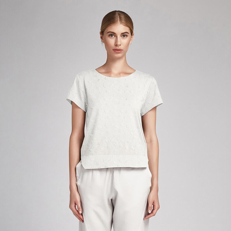 Bavlněn&aacute; l&aacute;tka 3D v&yacute;&scaron;ivka květiny &ndash; b&iacute;l&aacute;,  image number 7