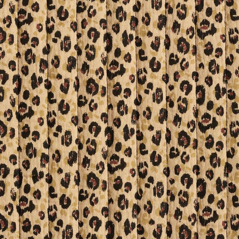 Mušelín Prošívaná látka Leopardí vzor – béžová/černá, image number 1