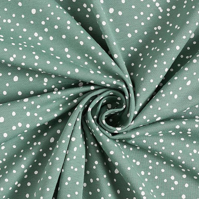 Bavlněný žerzej Nepravidelné puntíky – rákosove zelená,  image number 3