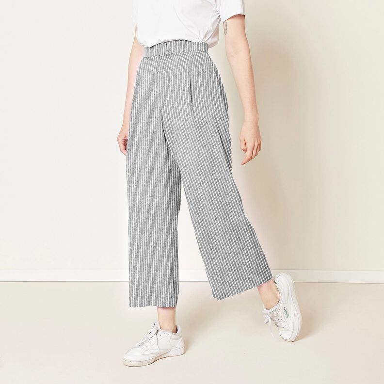 Směs lnu a bavlny &Scaron;irok&eacute; pruhy &ndash; čern&aacute;/b&iacute;l&aacute;,  image number 6