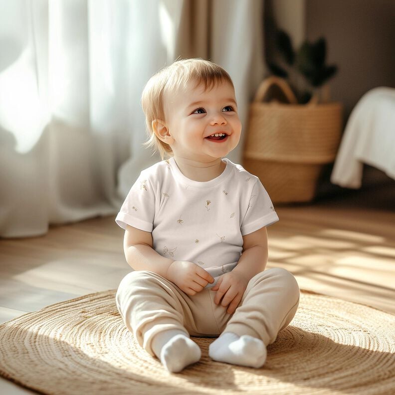 GOTS Bavlněný žerzej Větve a rostliny | Poppy Fabrics – kremová/srnčí hnědá,  image number 5