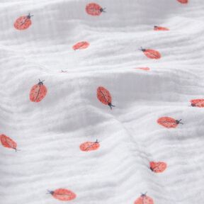 Mušelín / dvojitá mačkaná tkanina Beruška digitální potisk | Poppy Fabrics – bílá, 
