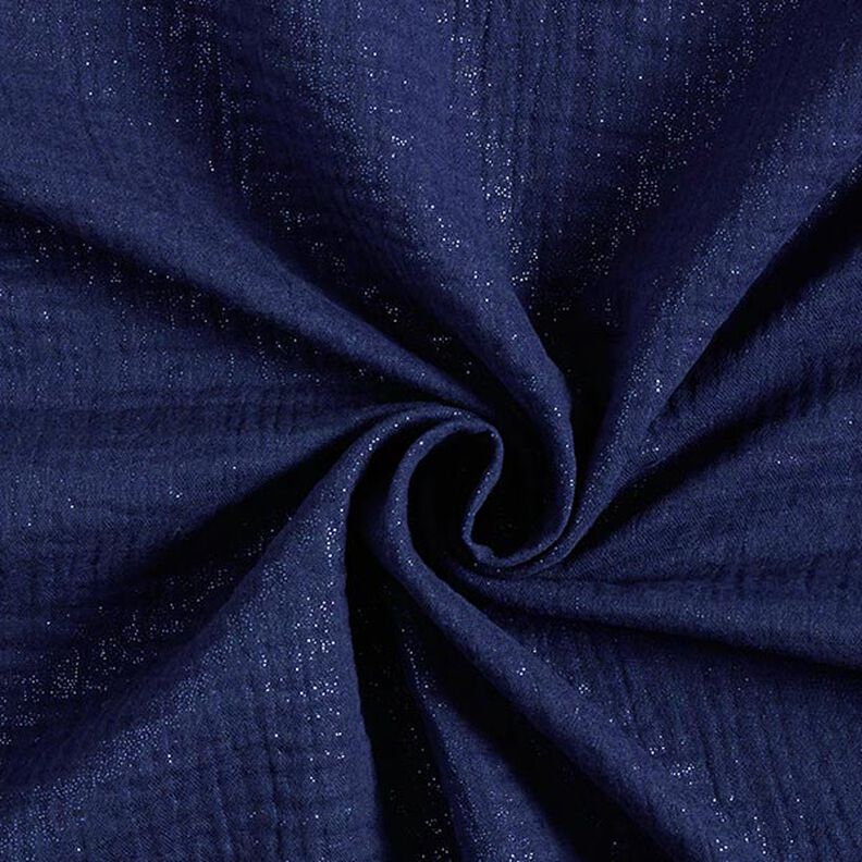 Mušelín / dvojitá mačkaná tkanina Jemné třpytivé puntíky| by Poppy – namornicka modr,  image number 1