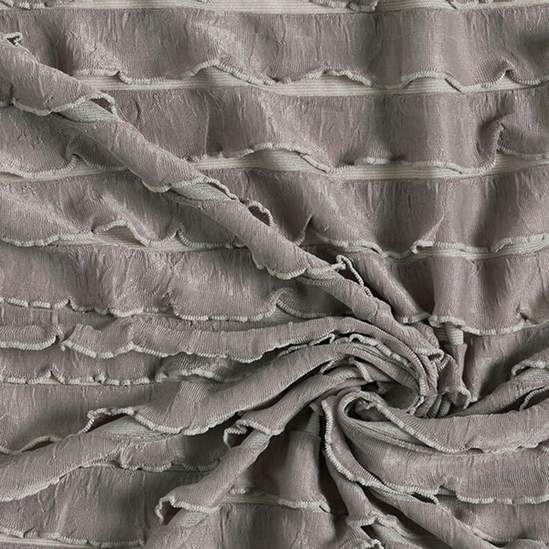 Nařasený žerzej batikovaný vodorovné pruhy – tmavá taupe,  image number 3
