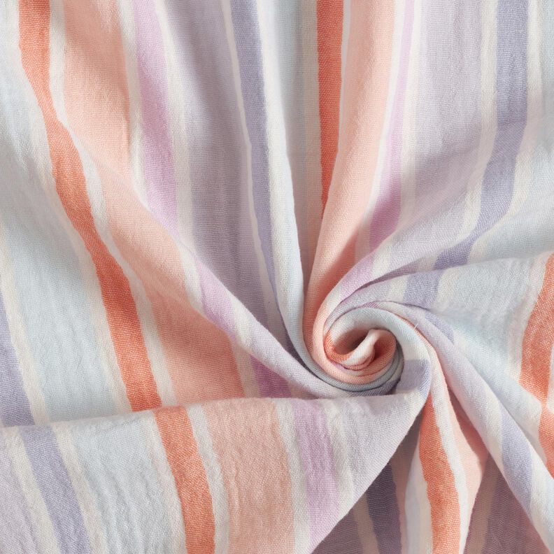 Mušelín / dvojitá mačkaná tkanina barevné pruhy příze | Poppy Fabrics – vlněná bílá/mix barev, image number 3