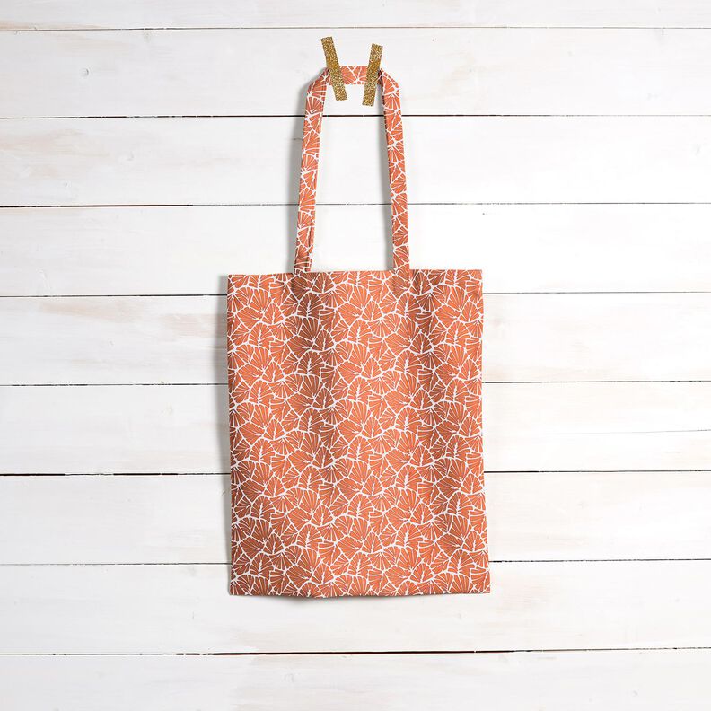 Povrstvená bavlna Abstraktní mini listy – oranžová/bílá, image number 8