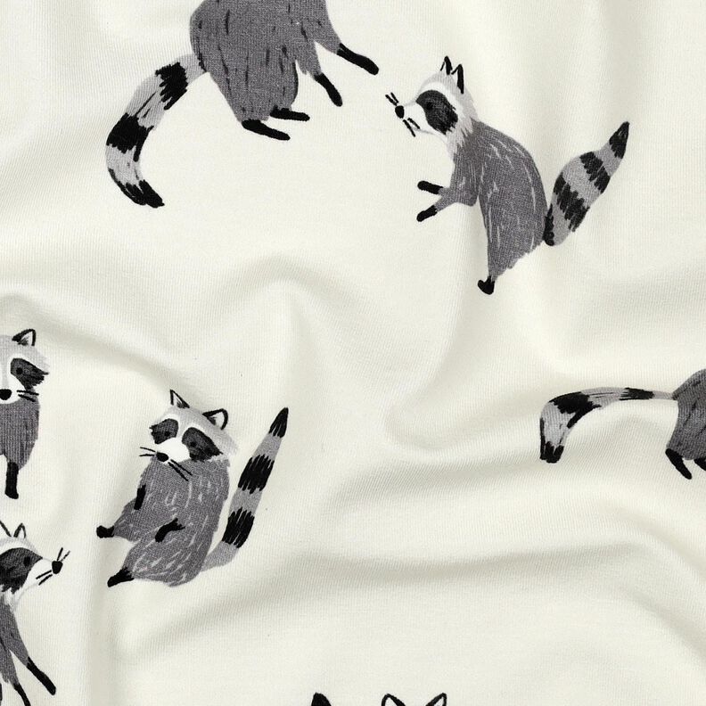 Bavlněný žerzej Mývalové digitální potisk | Poppy Fabrics – vlněná bílá,  image number 2