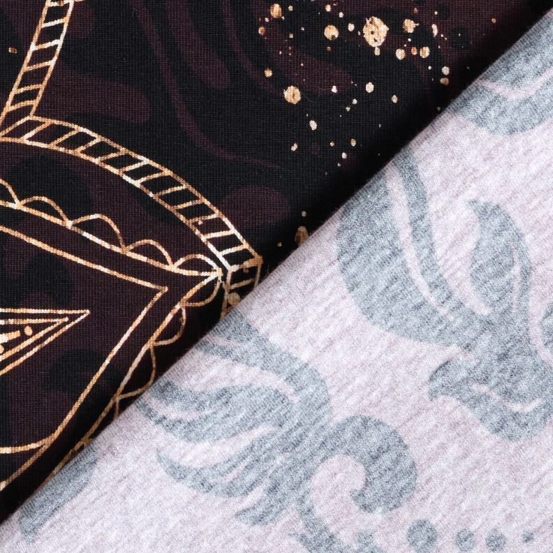 Bavlněný žerzejLátka s bordurou Mandala se zlatými skvrnami | Glitzerpüppi – černohnědá/zlatá, image number 4