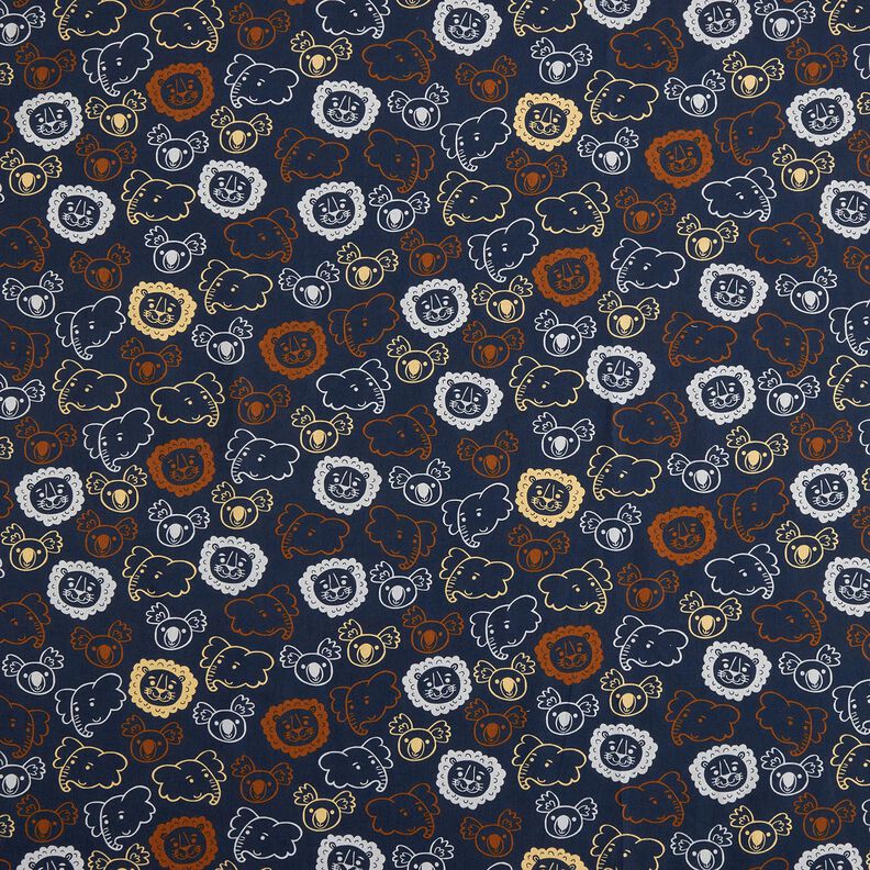 Bavlněný popelín Zvířecí obličeje | Poppy Fabrics – modrošedá,  image number 1