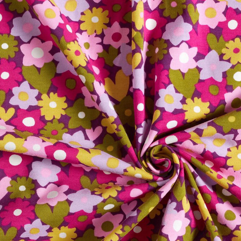 Bavlněný žerzej barevné květiny | Poppy Fabrics – hroznová,  image number 3