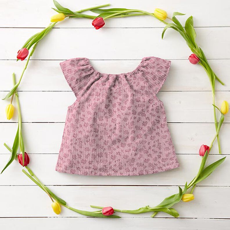 Mušelín / dvojitá mačkaná tkanina Malé úponky květů – růžová,  image number 6