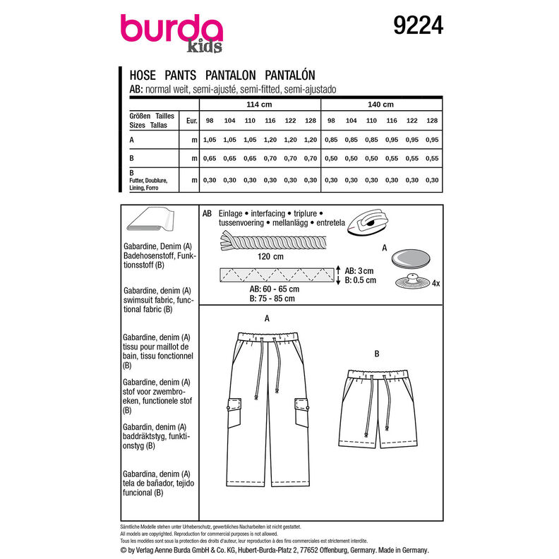 Kalhoty | Burda 9224 | 98-128,  image number 9