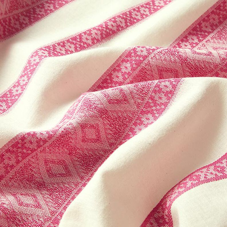 Bavlněná látka se vzorem kosočtverců – vlněná bílá/pink,  image number 2
