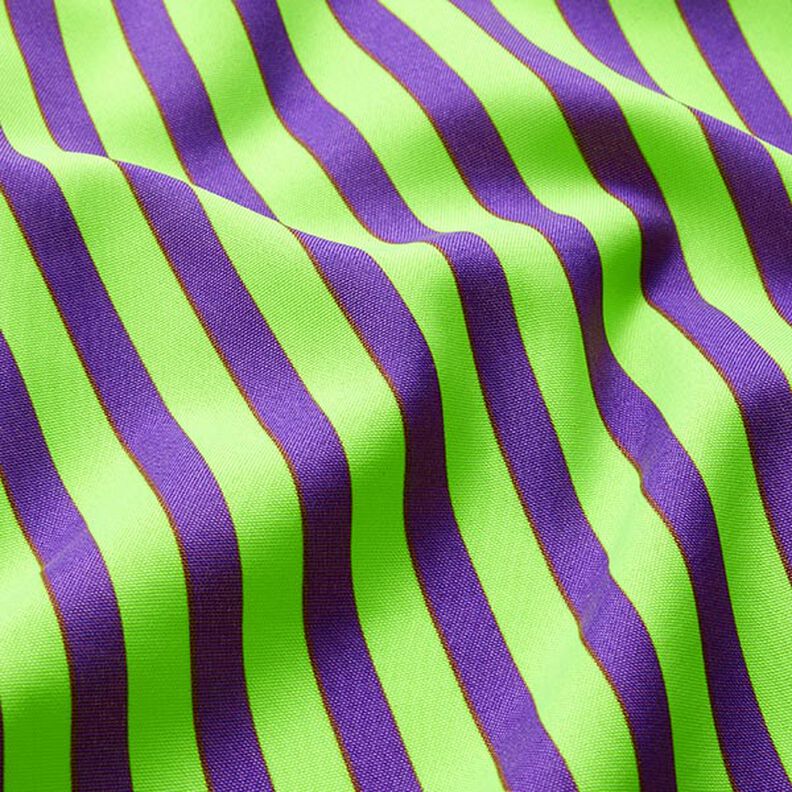 Karnevalová tkanina se svislými pruhy – žlutá neonová/světle fialova,  image number 2