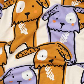 Bavlněný žerzej Psi s visícími ušima | Poppy Fabrics – vlněná bílá, 