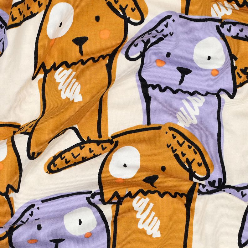 Bavlněný žerzej Psi s visícími ušima | Poppy Fabrics – vlněná bílá, image number 2