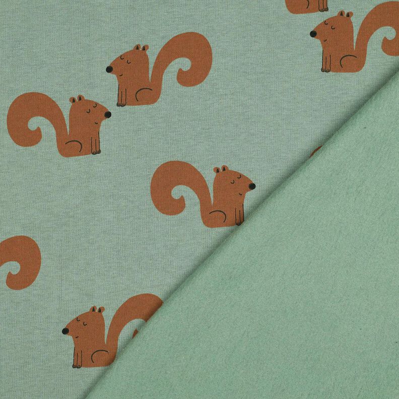 Teplákovina počesaná Veverky | Poppy Fabrics – rákosove zelená/bronzová,  image number 4