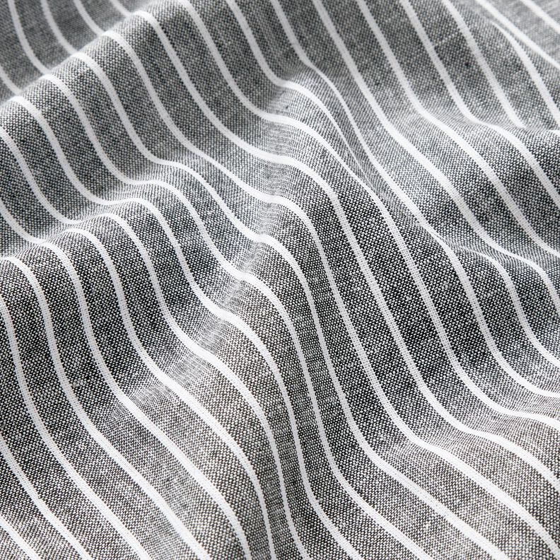 Směs lnu a bavlny &Scaron;irok&eacute; pruhy &ndash; čern&aacute;/b&iacute;l&aacute;,  image number 2