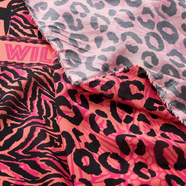Viskóza Voál Návrh okraje Lva a květin Panel – pink/oranžová,  image number 8