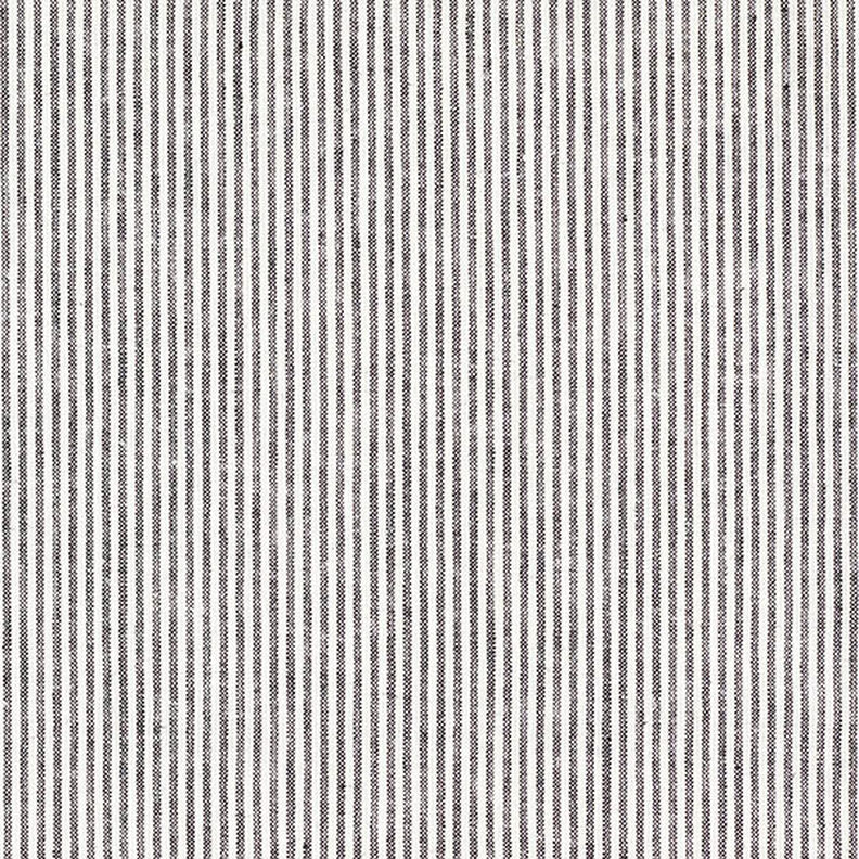 Směs lnu a bavlny proužek úzký – černá/vlněná bílá,  image number 1