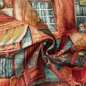 Dekorační panel Gobelín Francouzské bistro – modrá/terracotta,  thumbnail number 3