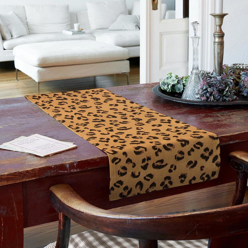 Dekorační látka Polopanama Leopardí vzor – mocca/černá,  image number 7