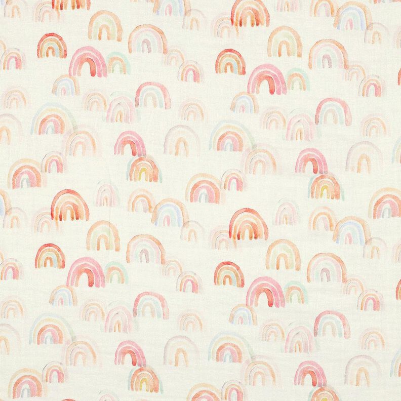 Mušelín / dvojitá mačkaná tkanina Barevné duhy digitální potisk | Poppy Fabrics – slonová,  image number 1