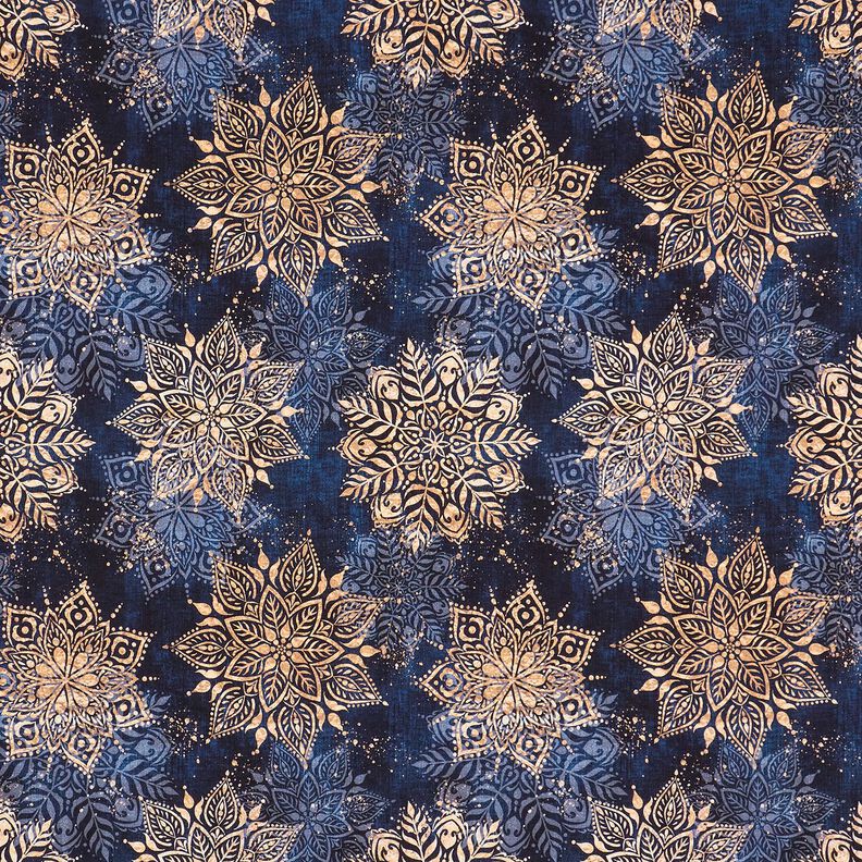 Francouzské froté letní teplákovina Mandala | Glitzerpüppi – namornicka modr/meruňková, image number 1