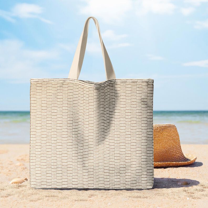 Dekorační látka Žakár Rustikální pruhy – středně hnědá/přírodni,  image number 7