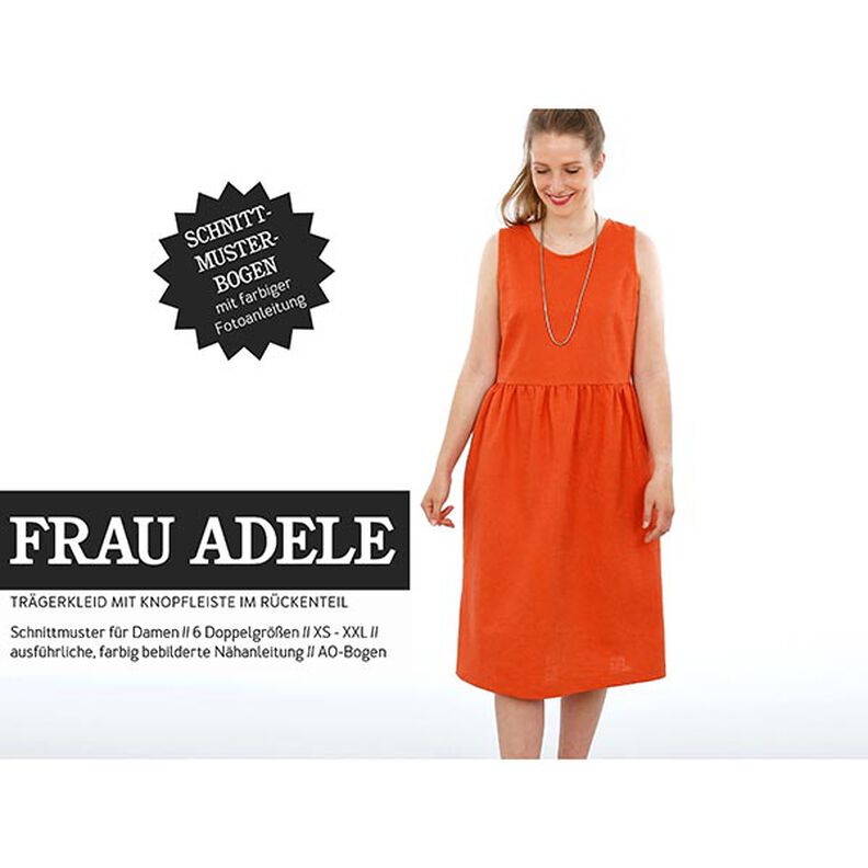 FRAU ADELE – šaty na ramínka s knoflíkovou lištou vzadu, Studio Schnittreif  | XXS -  XXL,  image number 1