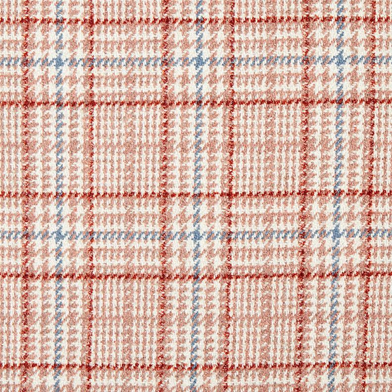 Kabátová tkanina kostky & Houndstooth – bílá/starorůžová,  image number 1