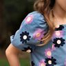 Dětský manšestr Květiny | Poppy Fabrics – džínově modrá/levandulová,  thumbnail number 6